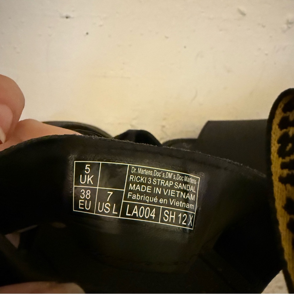 Dr. Martens Black Platform Sandals with Yellow Stitching - Picture 4 of 6